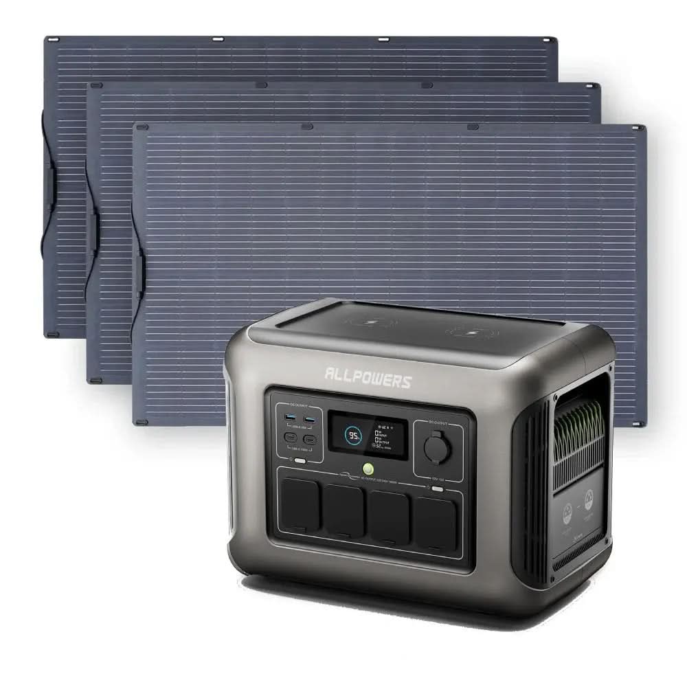 ALLPOWERS Solar Generator Kit 1600W (R1500 PLUS+ SF100 100W Flexible Solar Panel)
