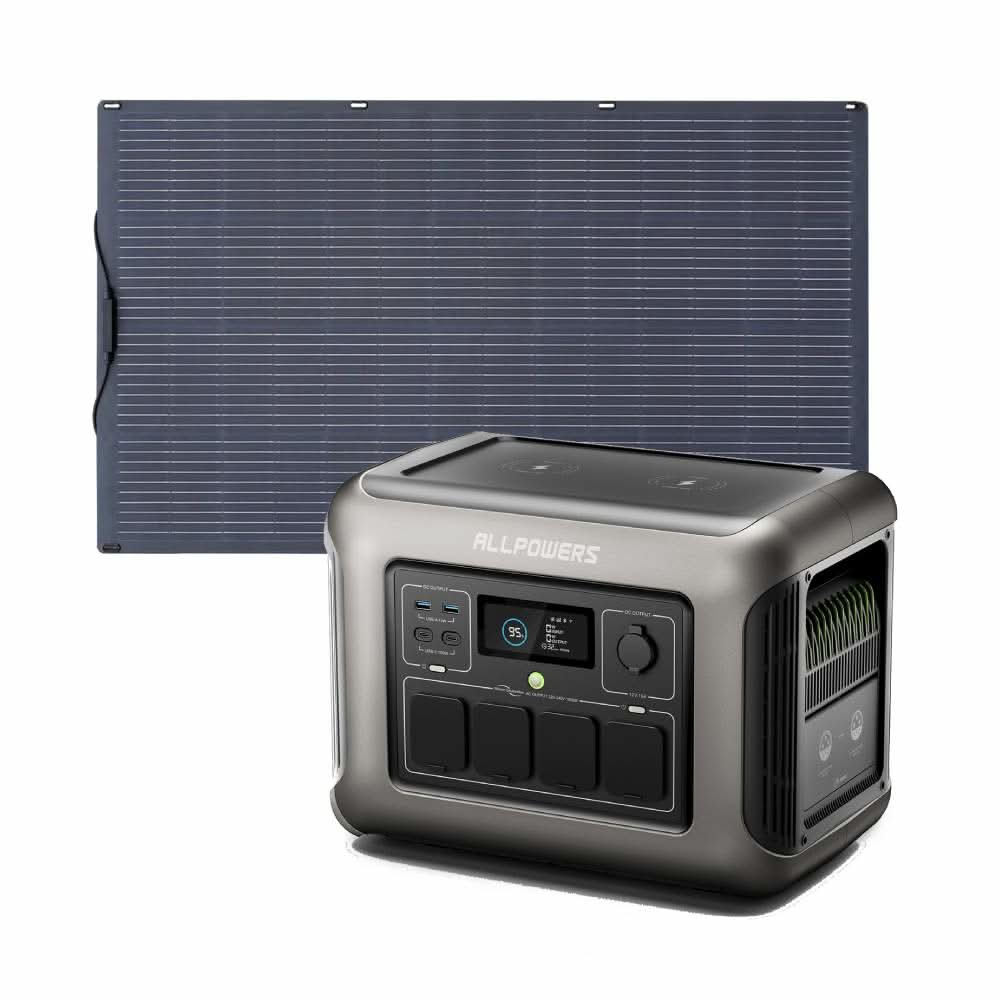 ALLPOWERS Solar Generator Kit 1600W (R1500 PLUS+ SF100 100W Flexible Solar Panel)